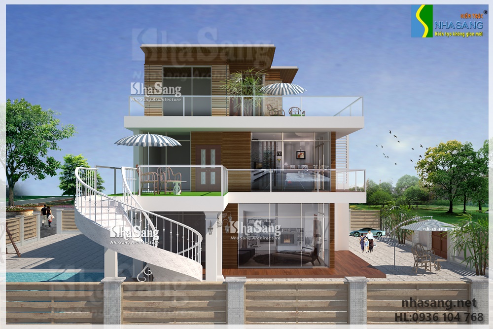 mẫu thiết kế biệt thự hiện đại 3 tầng đẹp